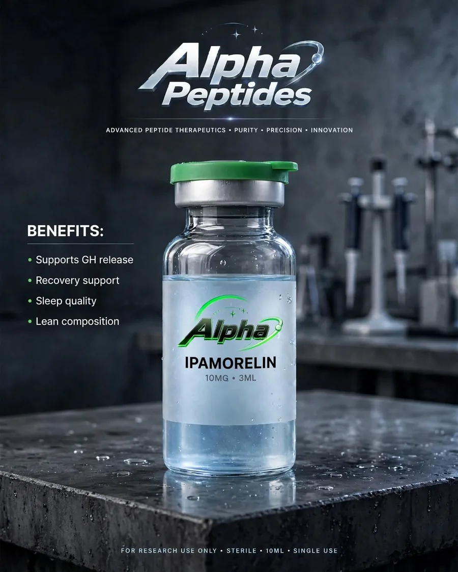 Alpha Peptides Ipamorelin 10MG vial — third-party tested research peptide